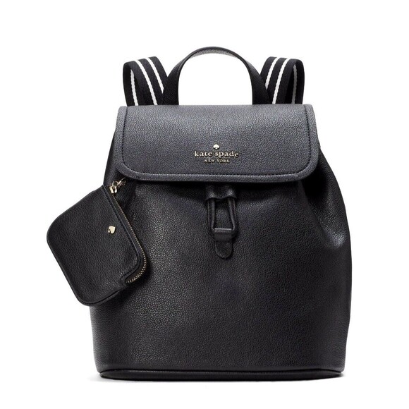 New Kate Spade Rosie Medium Flap Backpack Black - Picture 1 of 5